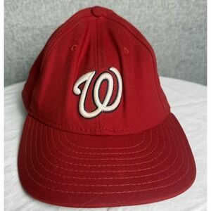 Vintage New Era Washington Nationals Red 100% Wool Baseball Cap Hat‎ USA 7 1/4